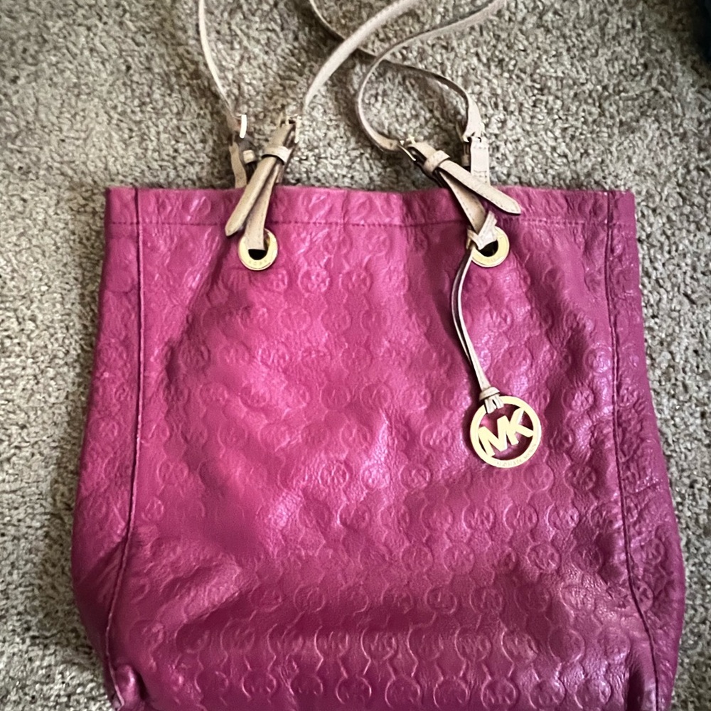 Michael Kors Pink Leather Tote with Rope Handles